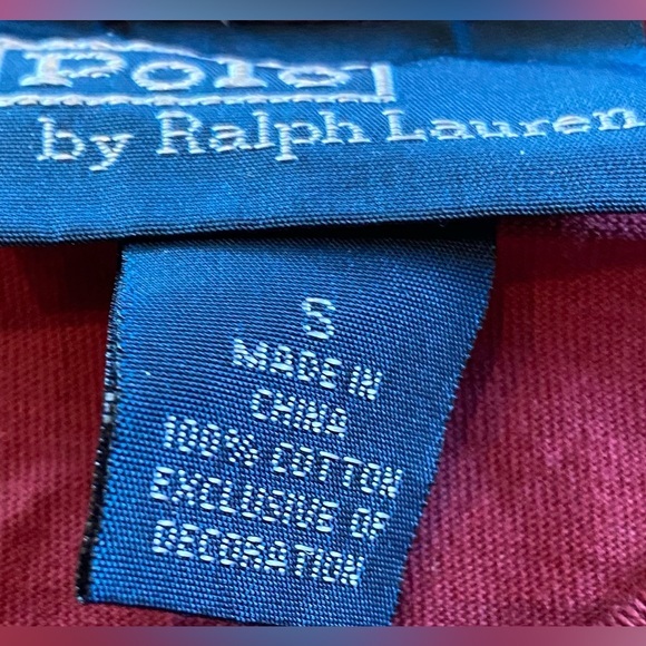 Polo by Ralph Lauren Men’s Small Maroon V-Neck 100% Cotton Short Sleeve T-Shirt - Picture 10 of 10